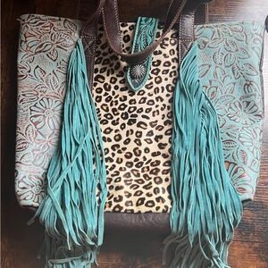 Fringe Leopard Print Tote Bag